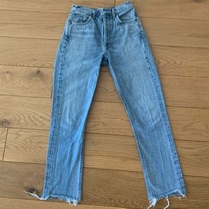 AGOLDE High Rise Straight Leg Jeans in Light Blue